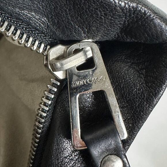 Jimmy Choo Black Leather Chain-Link Hobo Crossbody Bag - Picture 8 of 9